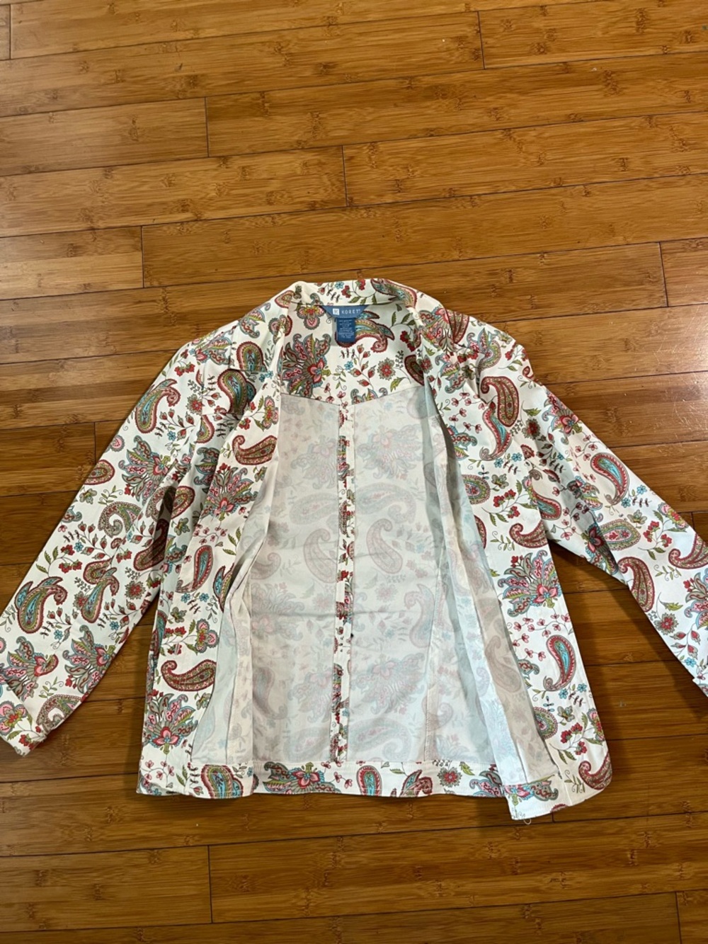 Koret Paisley Button-Up Cream Jacket with Pastel Paisley Accents Coastal Cowgirl - Picture 6 of 10
